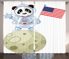 Astronaut on Moon Cartoon Curtain