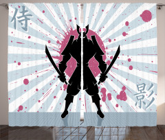 Cartoon Dark Color Samurai Curtain