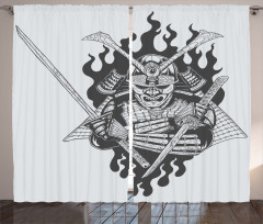 Ghost Ninja Fire Oriental Curtain