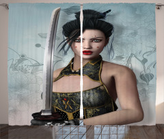 Asian Lady Samurai Curtain