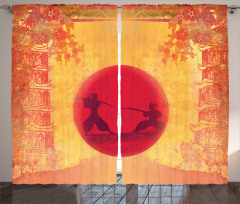 Ninjas Vintage Sunset Curtain