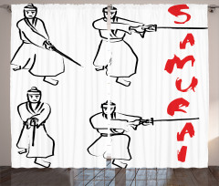 Samurai Katana Asian Curtain