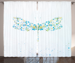 Dragonfly with Dots Curtain