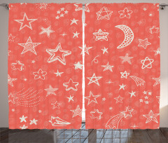 Moon and Stars Space Kid Curtain