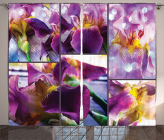 Blooming Iris Flowers Curtain