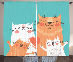 Kitty Couple Happy Curtain
