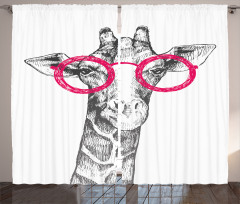Hipster Animal Glasses Curtain