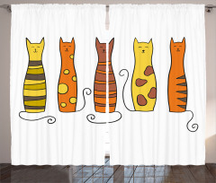Smiling Cats Cartoon Domestic Curtain