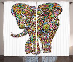 Boho Elephant Art Curtain