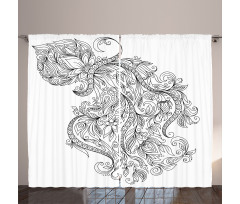Floral Astrology Aquarius Curtain