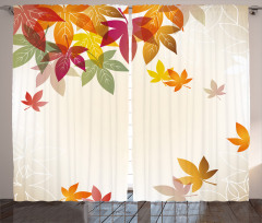 Maple Leaves Pastel Art Curtain