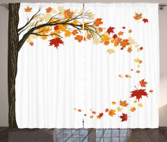 Flying Maple Leaf Seasons Curtain
