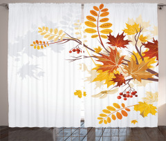 Autumn Themed Faded Leaves Curtain