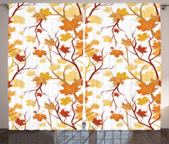 Autumn Season Elements Nature Curtain