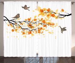 Flying Birds and Leaves Curtain
