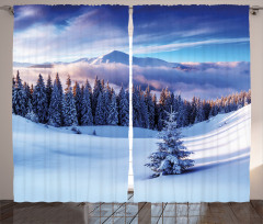 Mountain Peaks Snowy Curtain