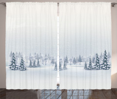 Foggy Weather Trees Curtain