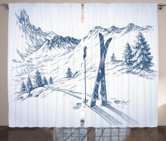 Ski Sport Mountain View Curtain