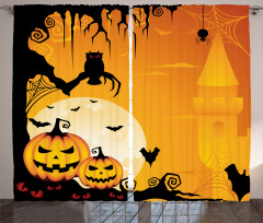 Spooky Pumkins Owl Art Curtain
