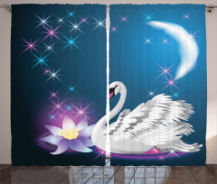 Magic Lily White Swan Curtain