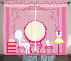 French Lady Cat Mirror Curtain
