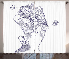 Young Girl with Tattoo Curtain