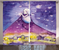 Night Stars Angel in Sky Curtain