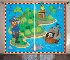 Funny Pirate Ship Island Curtain