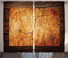 Antique Map Wooden Wall Curtain