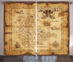 Old Paper Treasure Map Curtain