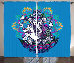 Elephant Mandala Pattern Curtain