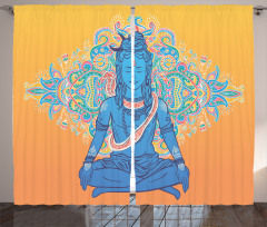 Asian Meditation Ancient Motif Curtain