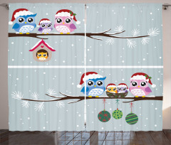 Owls with Santa Hats Curtain