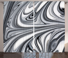Black White Surreal Art Curtain