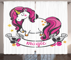 Unicorn with Pink Hair Curtain