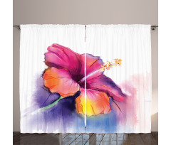 Hibiscus Flower Pastel Curtain