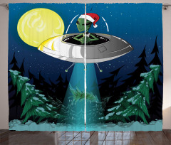 Alien Christmas Art Curtain
