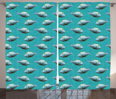 Fish Nautical Animal Art Curtain