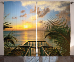 Palms Sunset Scenery Curtain