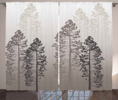 Wild Pine Forest Themed Curtain