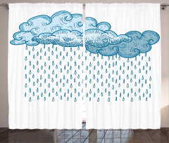 Rain Cloud Sketch Fall Curtain