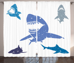 Grunge Sharks Wildlife Curtain