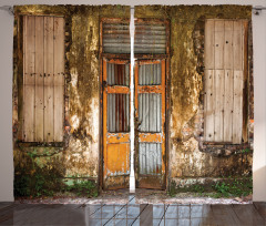 Grunge Old Door Curtain
