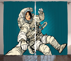 Astronaut Love in Space Curtain