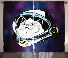 Kitten Astronaut Cosmic Curtain
