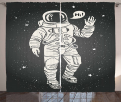 Cartoon Astronaut Space Curtain
