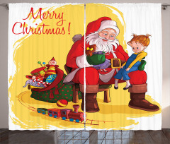 Kid and Santa Gifts Curtain