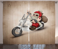 Cool Santa on Bike Curtain