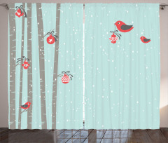 Red Bird Winter Curtain