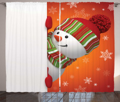 Funny Snowman Santa Curtain